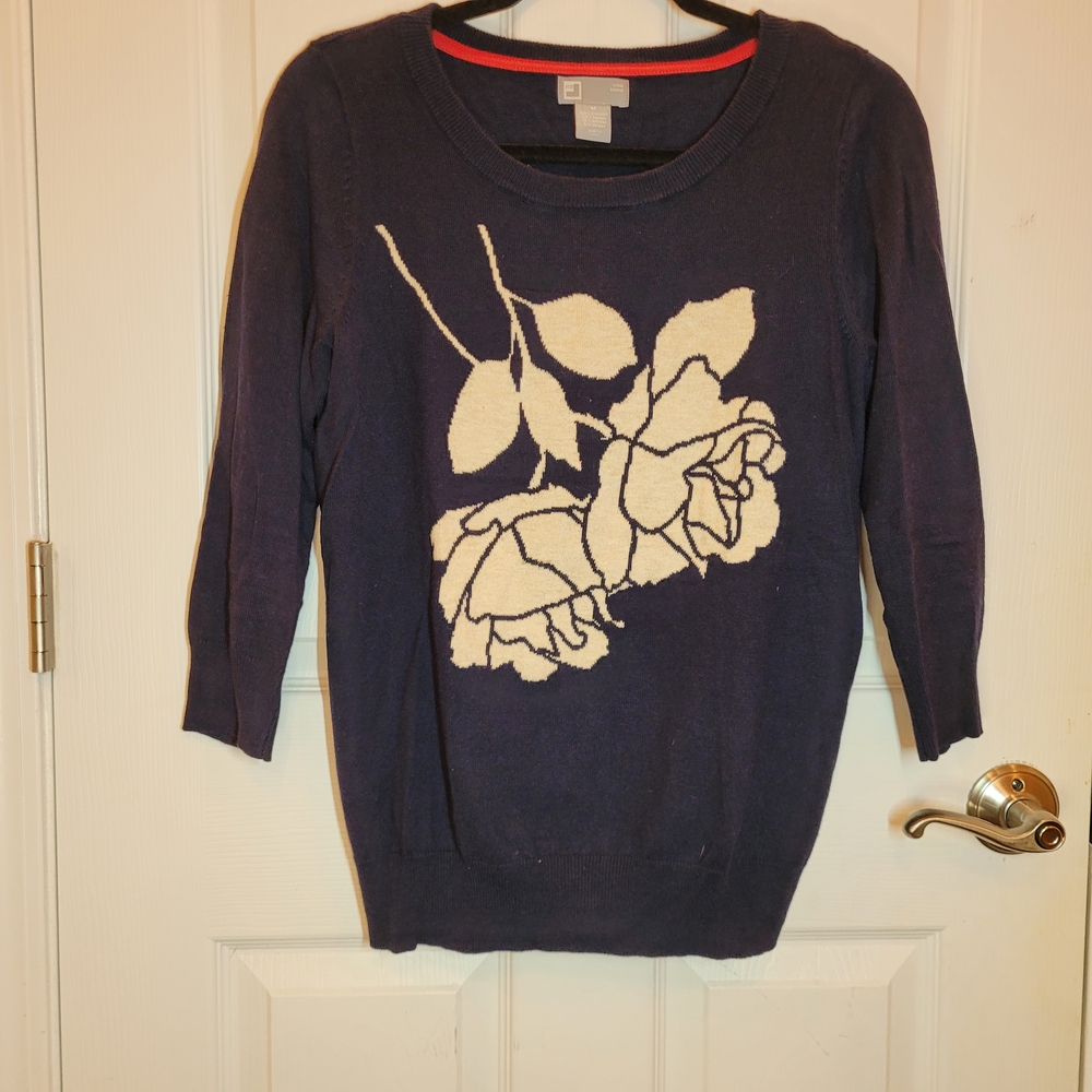 JC Penny 3/4 Sleeve Crewneck NavyBlu Sweater